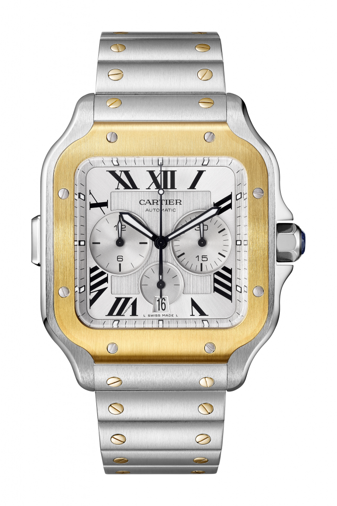 CARTIER SANTOS DE CARTIER Chrono Bracciale In Acciaio Oro