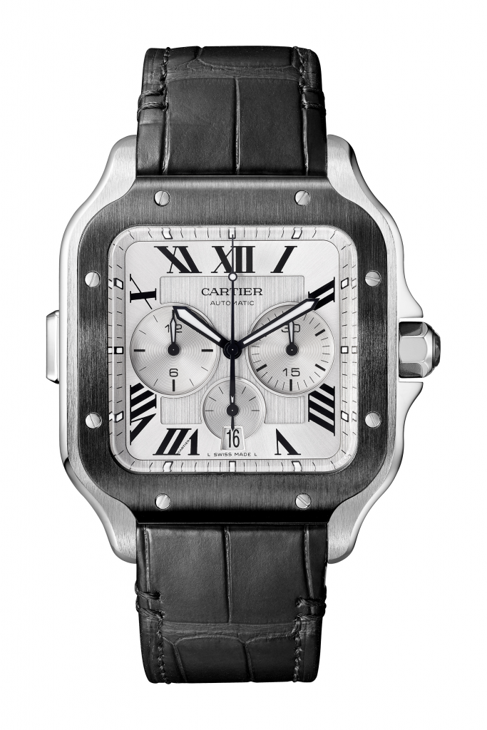 Replica Cartier Santos Cartier Chronograph acciaio DLC braccialetto